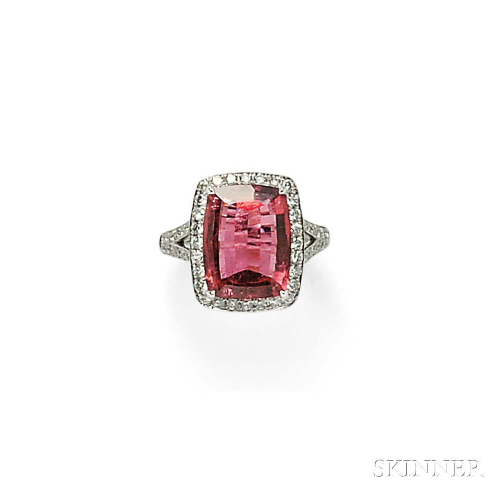 Appraisal: kt White Gold Pink Tourmaline and Diamond Ring prong-set with