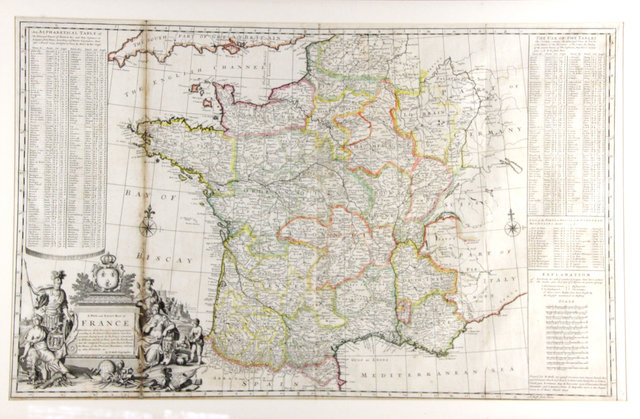 Appraisal: H Moll Map of France circa with list of the