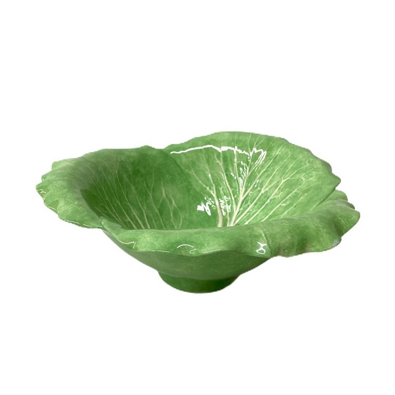 Appraisal: Large Dodie Thayer signed lettuce leaf bowl Large Dodie Thayer