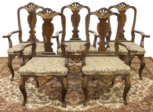 Appraisal: lot of Queen Anne style armchairs th c parcel gilt