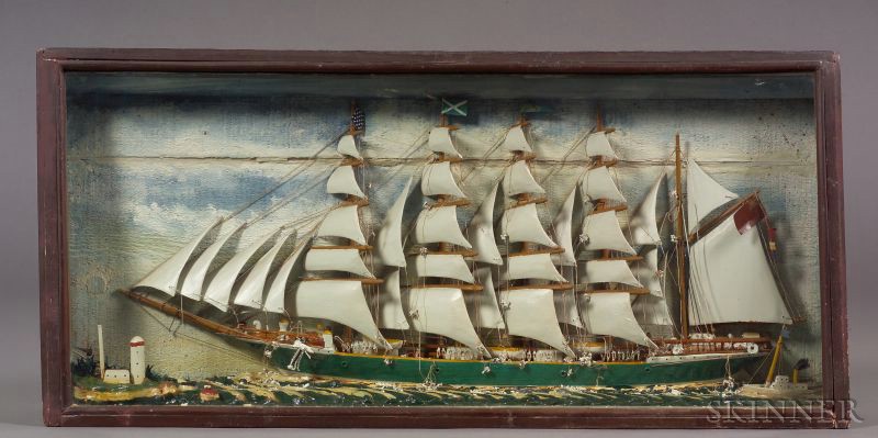 Appraisal: Ship Diorama late th century half black model of a