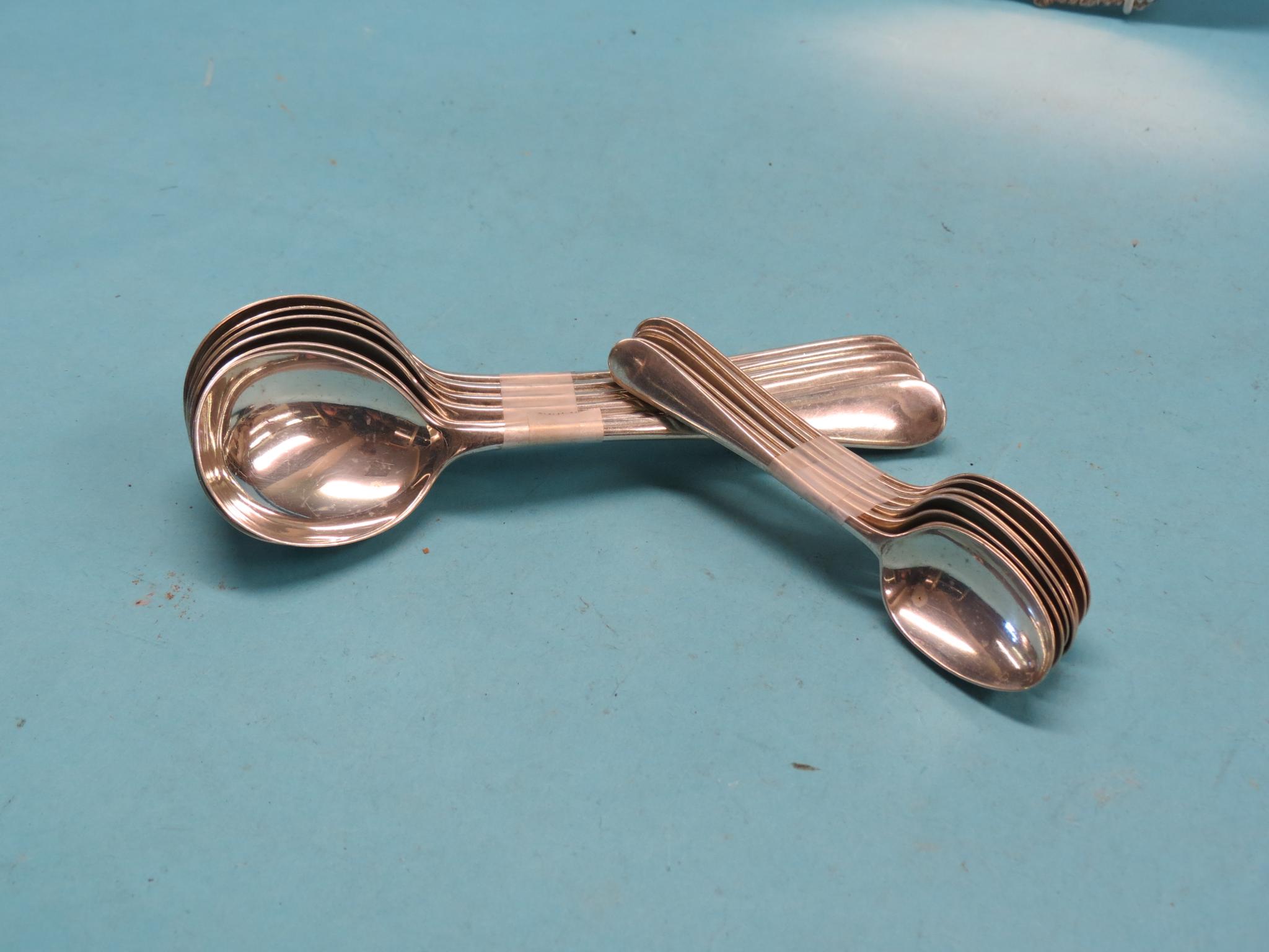 Appraisal: A set of six silver soup spoons Hanoverian pattern approx