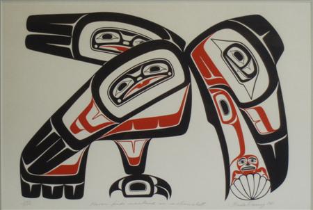 Appraisal: A North West Coast British Colombia Haida print 'Raven finds