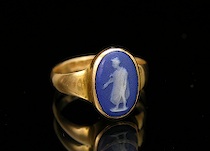 Appraisal: Wedgwood Blue Jasper K Gold Ring ca Early th Century