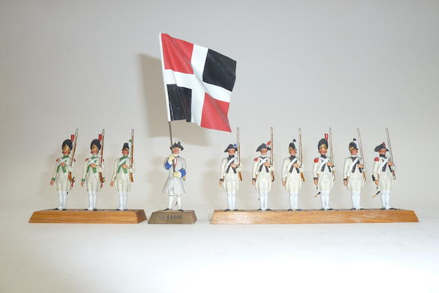 Appraisal: Metayer French Royal Army white uniforms colours of the Regiment