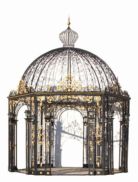 Appraisal: A Palladian style parcel gilt and wrought metal gazebo modern