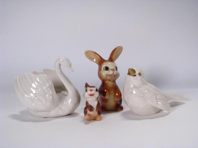 Appraisal: Four Goebel Animal Figures including two rabbits bird swan smaller