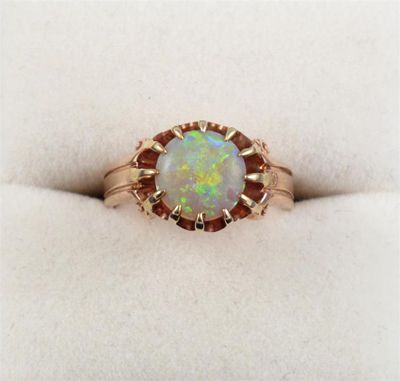 Appraisal: An opal ring The ct gold ring marked for Chester