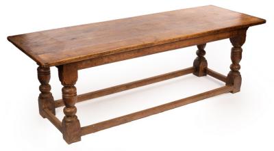 Appraisal: An oak refectory table of th Century style on baluster