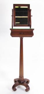 Appraisal: Description Antique Mahogany Shaving Stand carved stand with glass top