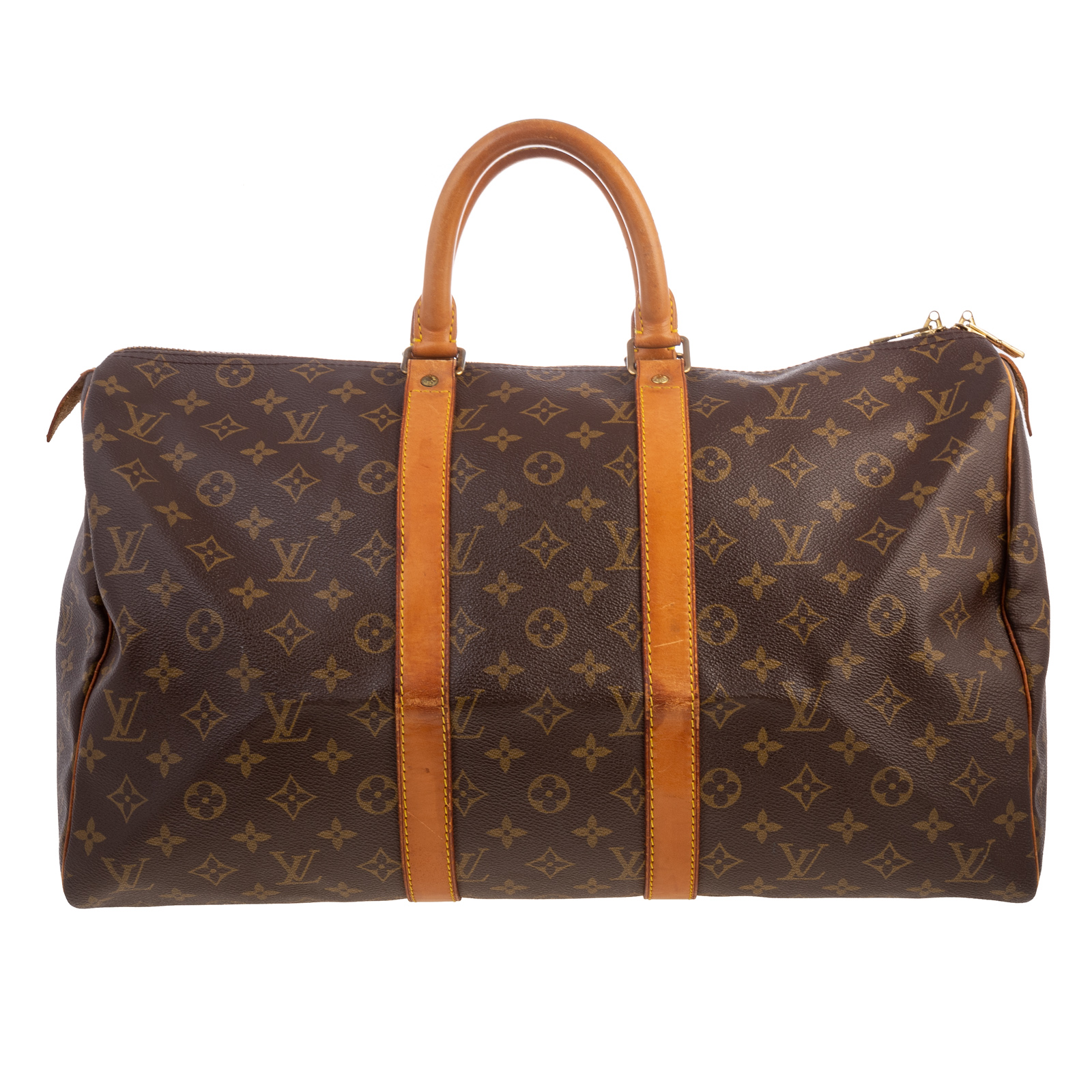 Appraisal: A LOUIS VUITTON MONOGRAM KEEPALL A brown and tan Monogram