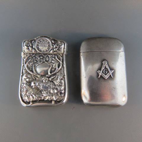 Appraisal: Organization Sterling Match Safes Elks and Masonic