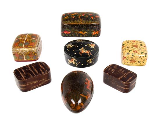 Appraisal: Sale Lot A Collection of Seven Covered Boxes th century