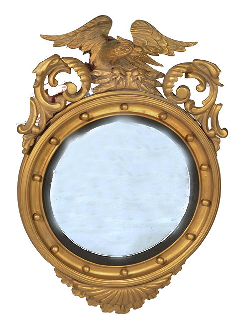 Appraisal: A TH CENTURY GILT CONVEX WALL MIRROR with eagle mount