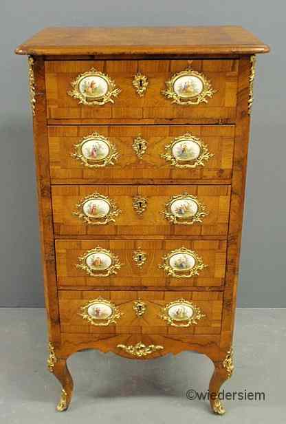 Appraisal: French Louis XVI style walnut veneered lingerie chest th c