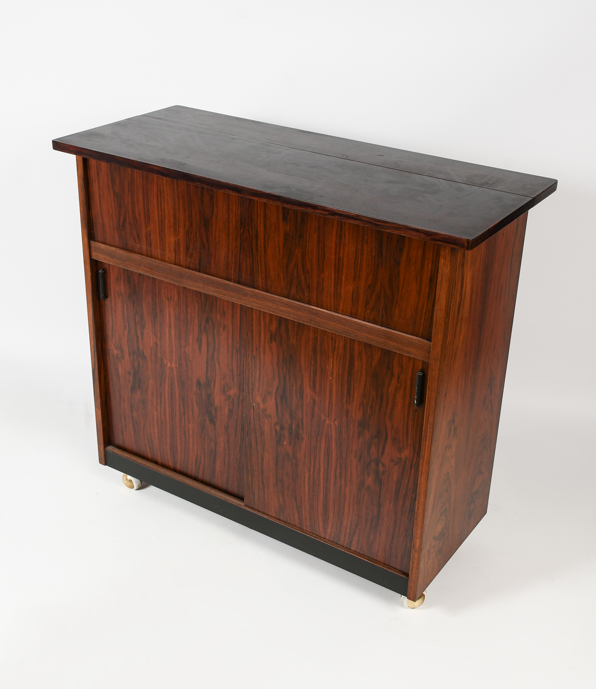 Appraisal: ROSEWOOD MID-CENTURY MODERN BAR Top opens to reveal a bar