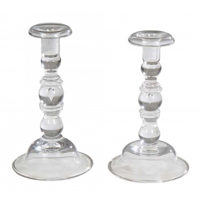 Appraisal: Pair of Steuben Blown Glass Candlesticks each with a bell