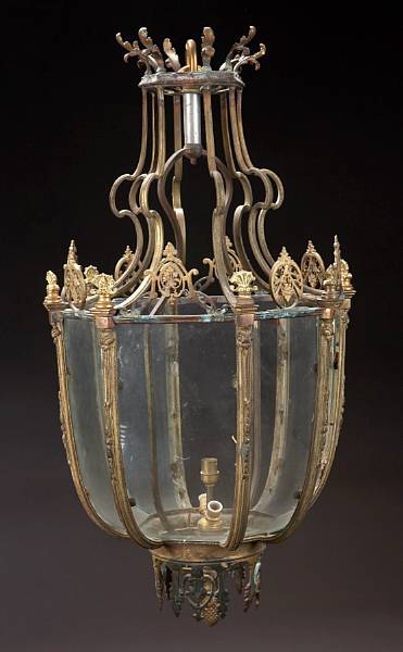 Appraisal: A Louis XVI style gilt bronze and brass lantern The