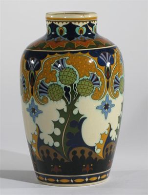 Appraisal: An Art Nouveau Rozenburg Den Haag vase shouldered form painted