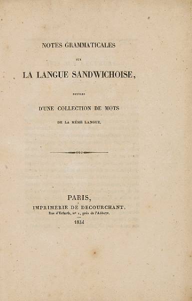 Appraisal: BACHELOT ALEXIS Notes grammaticales sur la langue Sandwichoise Paris Decourchant