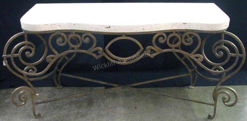 Appraisal: A console table by Kreiss Design scroll design cast metal