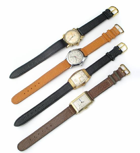 Appraisal: A collection of vintage metal strap wristwatches makers include Elgin