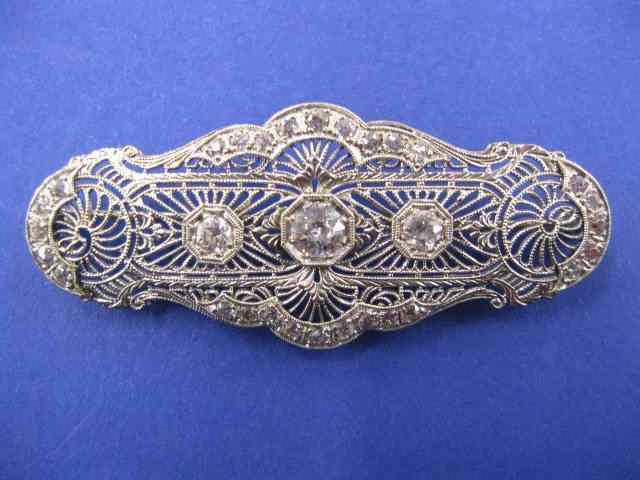 Appraisal: Antique Diamond Filigree Brooch carats of diamonds in stunning handmade