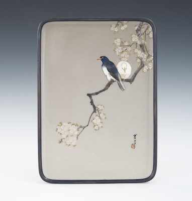 Appraisal: Namikawa Sosuke Workshop Vertical Tray with Two Birds Circa -