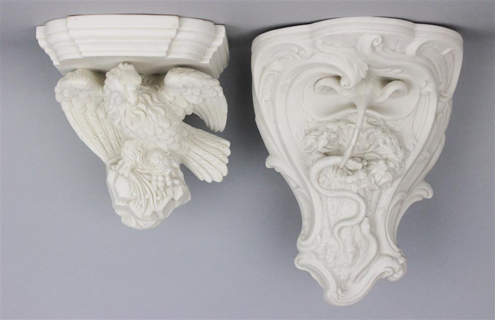 Appraisal: TWO PARIAN WALL BRACKETS ca one with lobed surface above