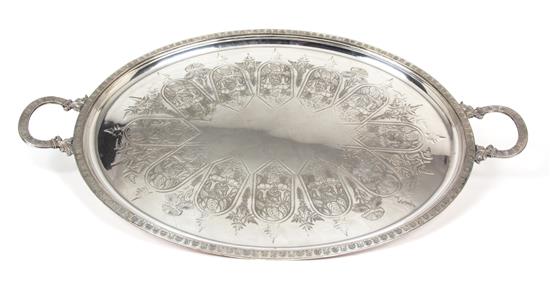 Appraisal: Sale Lot An American Silver-Plate Two Handle Oval Serving Tray