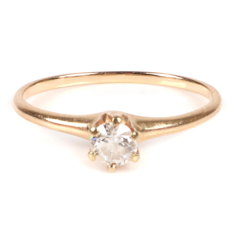 Appraisal: OLD EUROPEAN CUT DIAMOND SOLITAIRE K YELLOW GOLD ENGAGEMENT RING