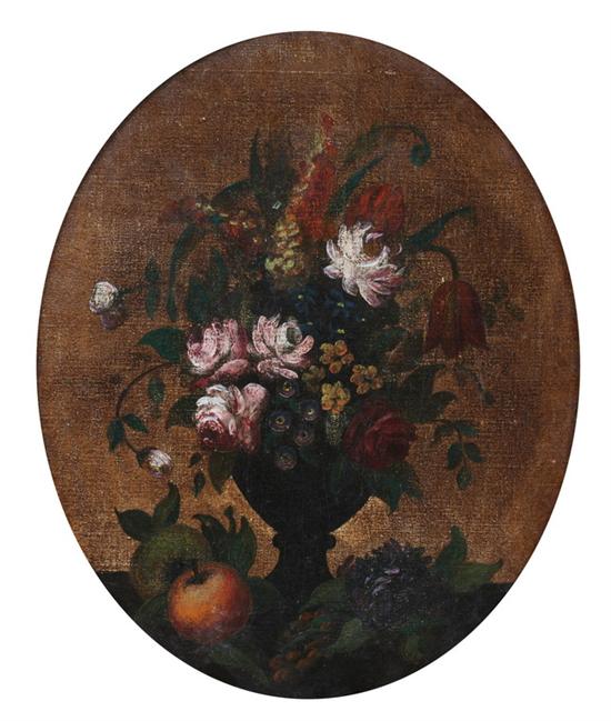 Appraisal: CONTINENTAL SCHOOL th century FLORAL STILL LIFE oil on canvas