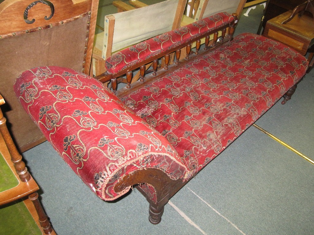 Appraisal: Oak framed chaise longue