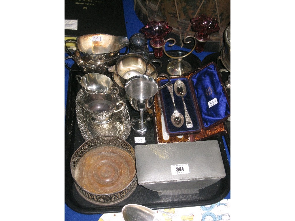 Appraisal: Tray lot of EP - epergne creams and sugars wine