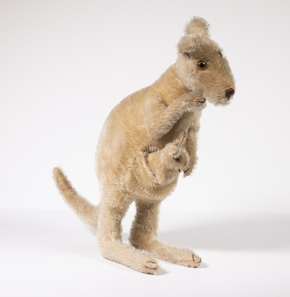 Appraisal: STEIFF KANGAROO WITH JOEY Vintage Stuffed Mohair Kangaroo Toy by