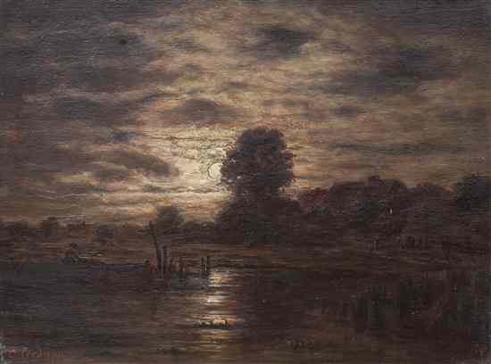 Appraisal: Charles Tredupp American - Moonlight Over the Fields oil on