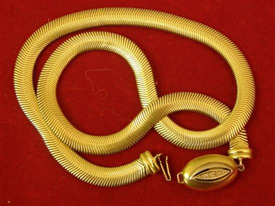 Appraisal: Gold snake link collar necklace stamped with clasp set with