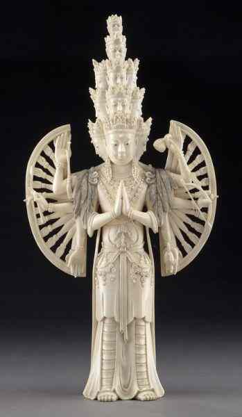 Appraisal: Chinese carved ivory -faced Guanyin International buyers should note that