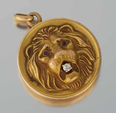 Appraisal: A Ladies' Lion Design Locket Pendant k yellow gold round