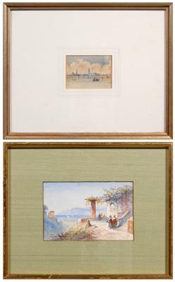 Appraisal: Two Italian School watercolors view from Capri label verso backing