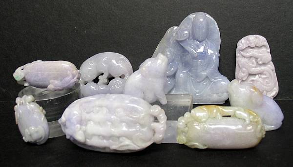 Appraisal: A group of jade and hardstone carvings Including two pendants