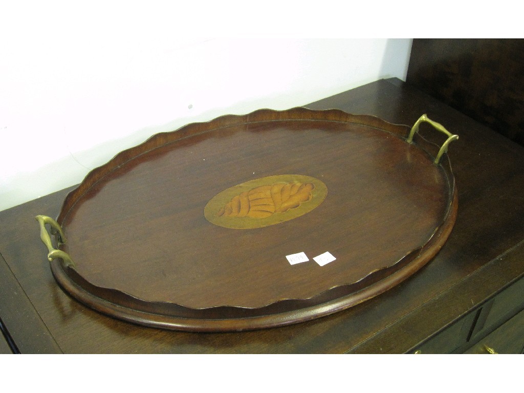 Appraisal: Edwardian mahogany and inlaid serving tray