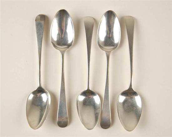 Appraisal: Five George III Sterling Coffee Spoons three with London date