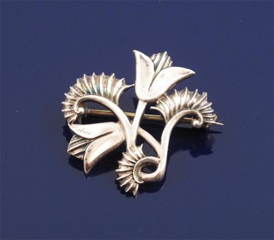 Appraisal: No Reserve Geoffrey Bellamy - A silver pierced foliate brooch