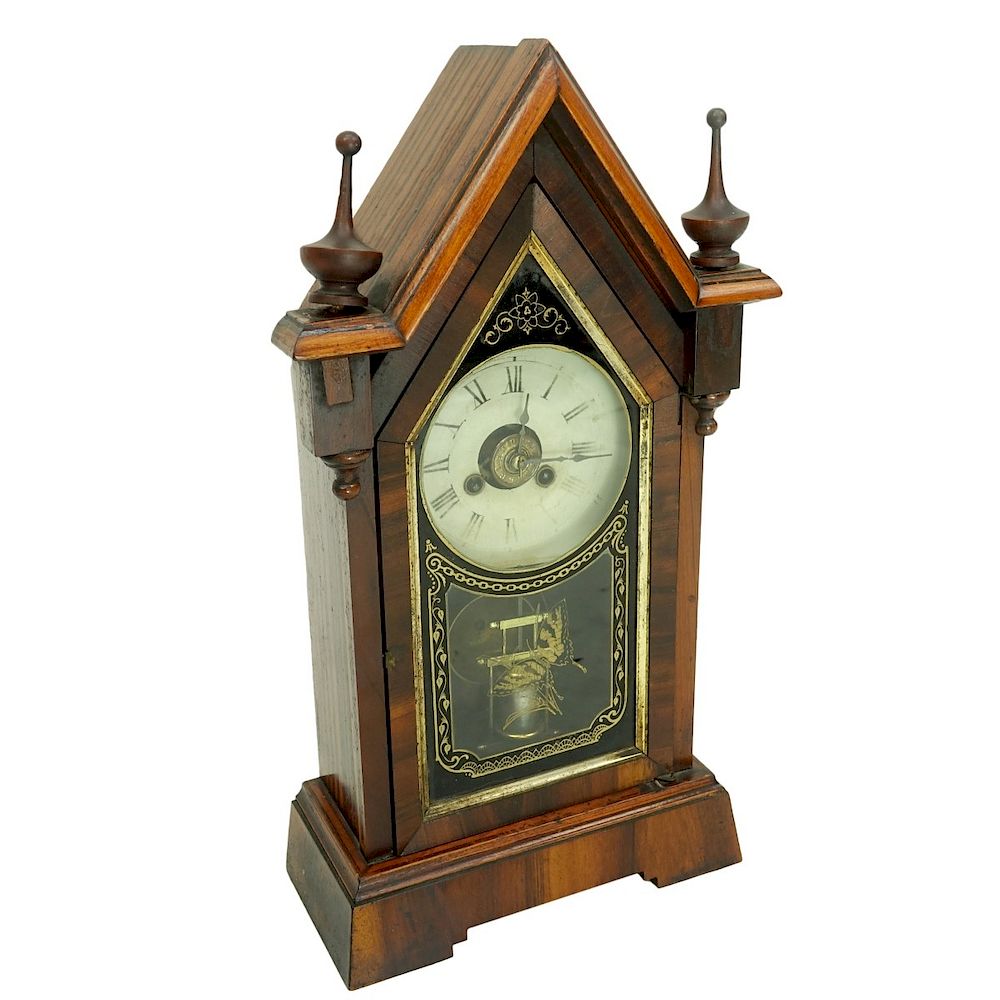 Appraisal: American Federal Style Mantle Clock American Federal Style Wooden Mantle