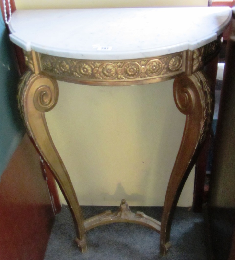 Appraisal: A small th century pier table the demi lune marble