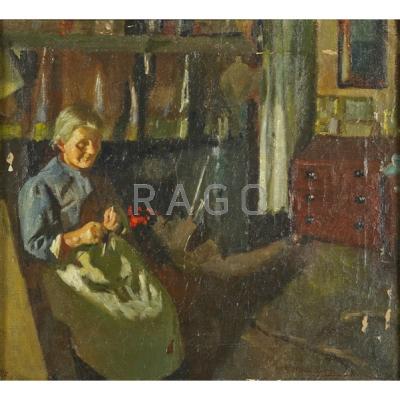 Appraisal: Harold Harvey British - Untitled Oil on canvas framed Signed