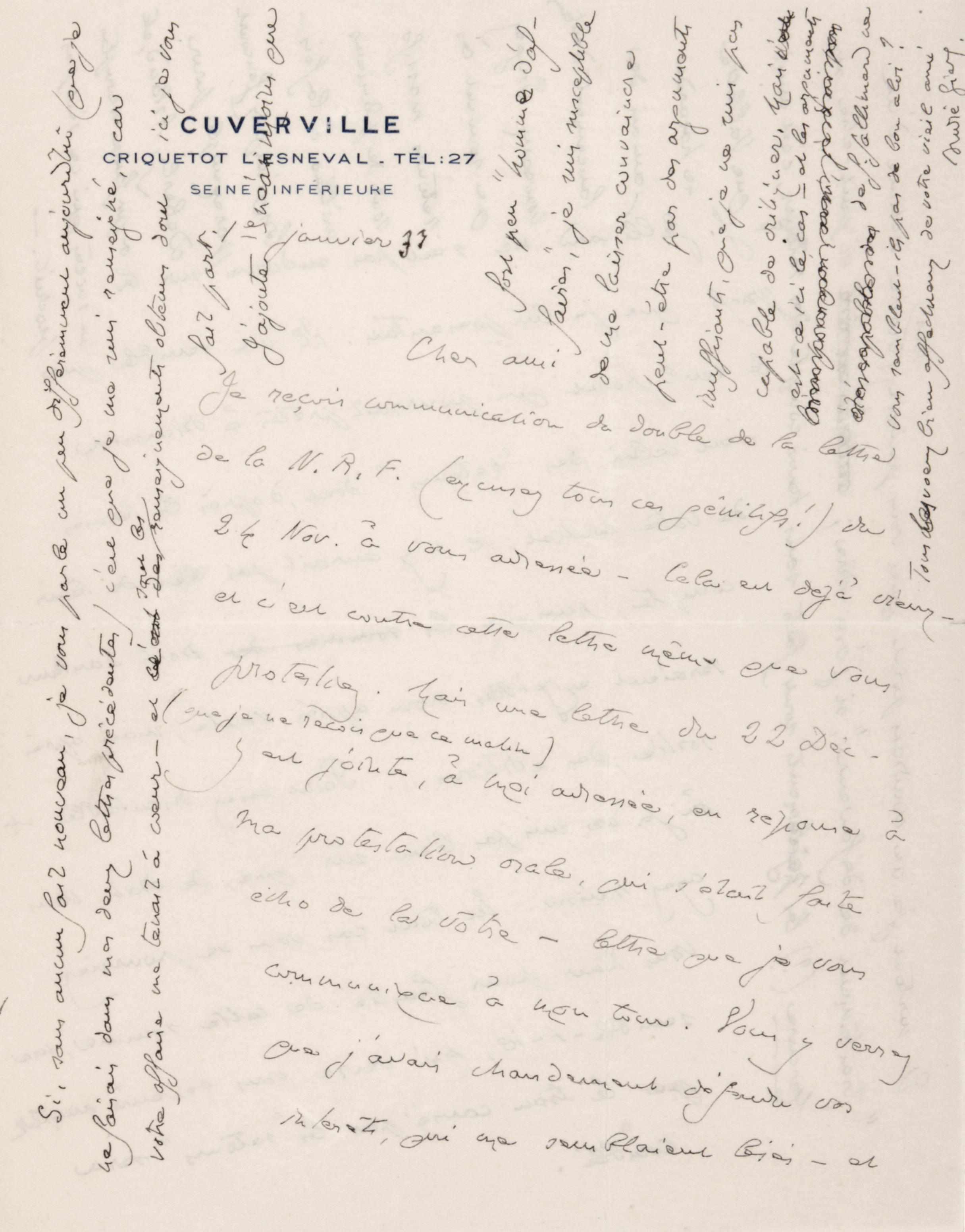 Appraisal: GIDE ANDR Autograph Letter Signed ''Andre Gide'' pp recto and