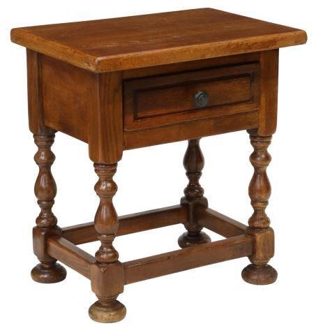 Appraisal: Rustic Italian oak bedside table th c having rectangular top