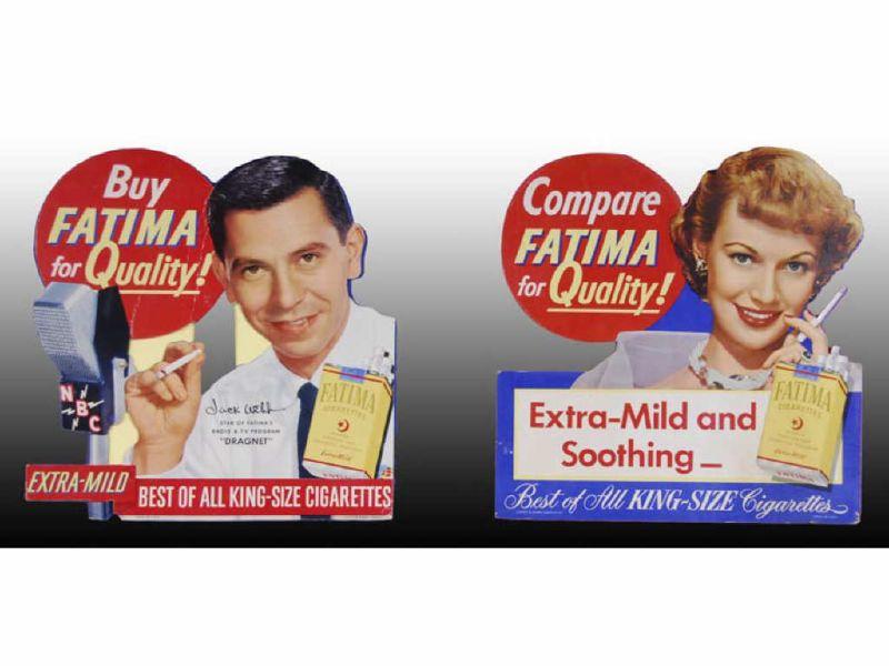 Appraisal: Lot of Framed Cardboard Fatima Tobacco Cigarett Description '' x